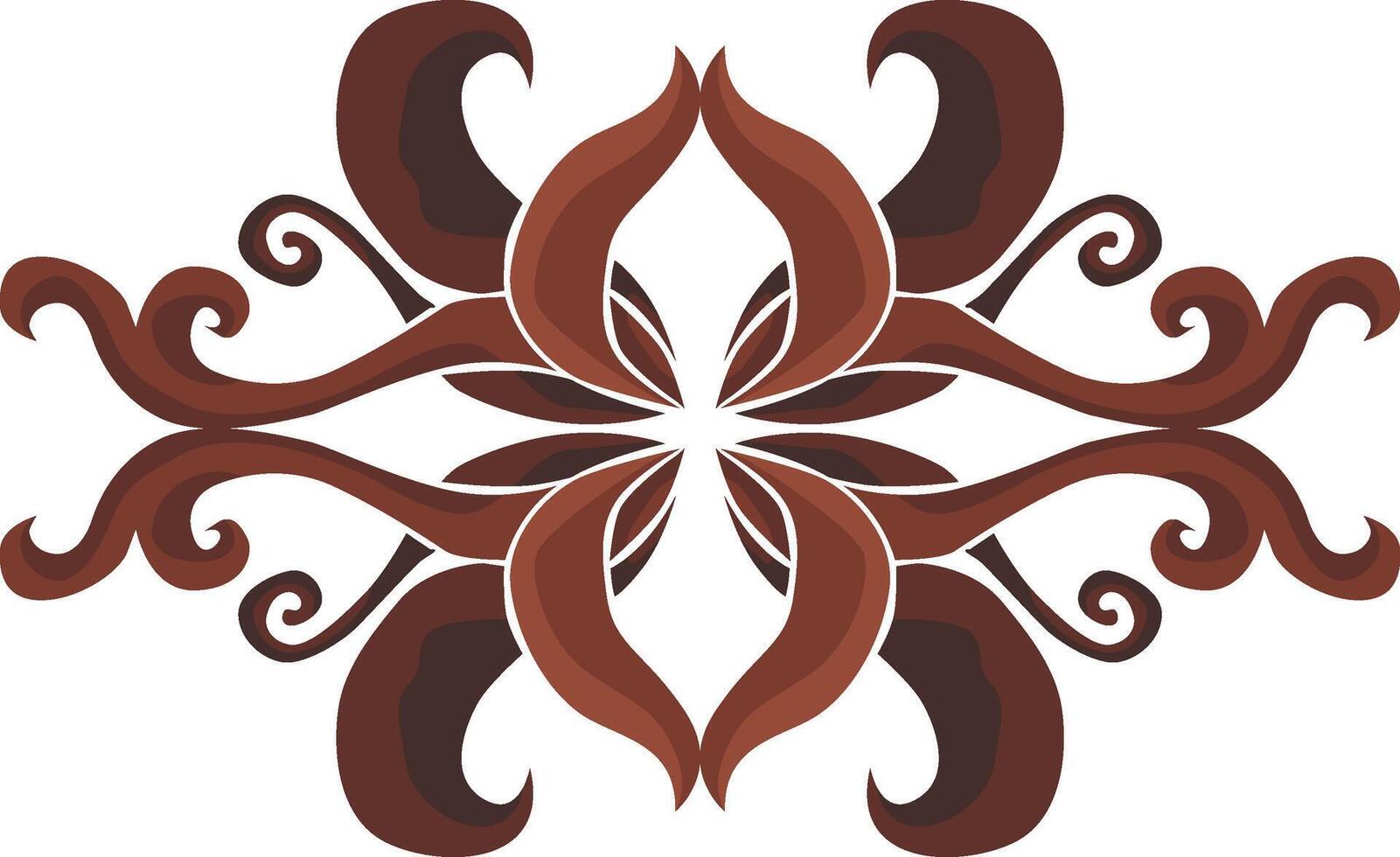 Brown Aesthetic Swirl Floral Ornaments vector