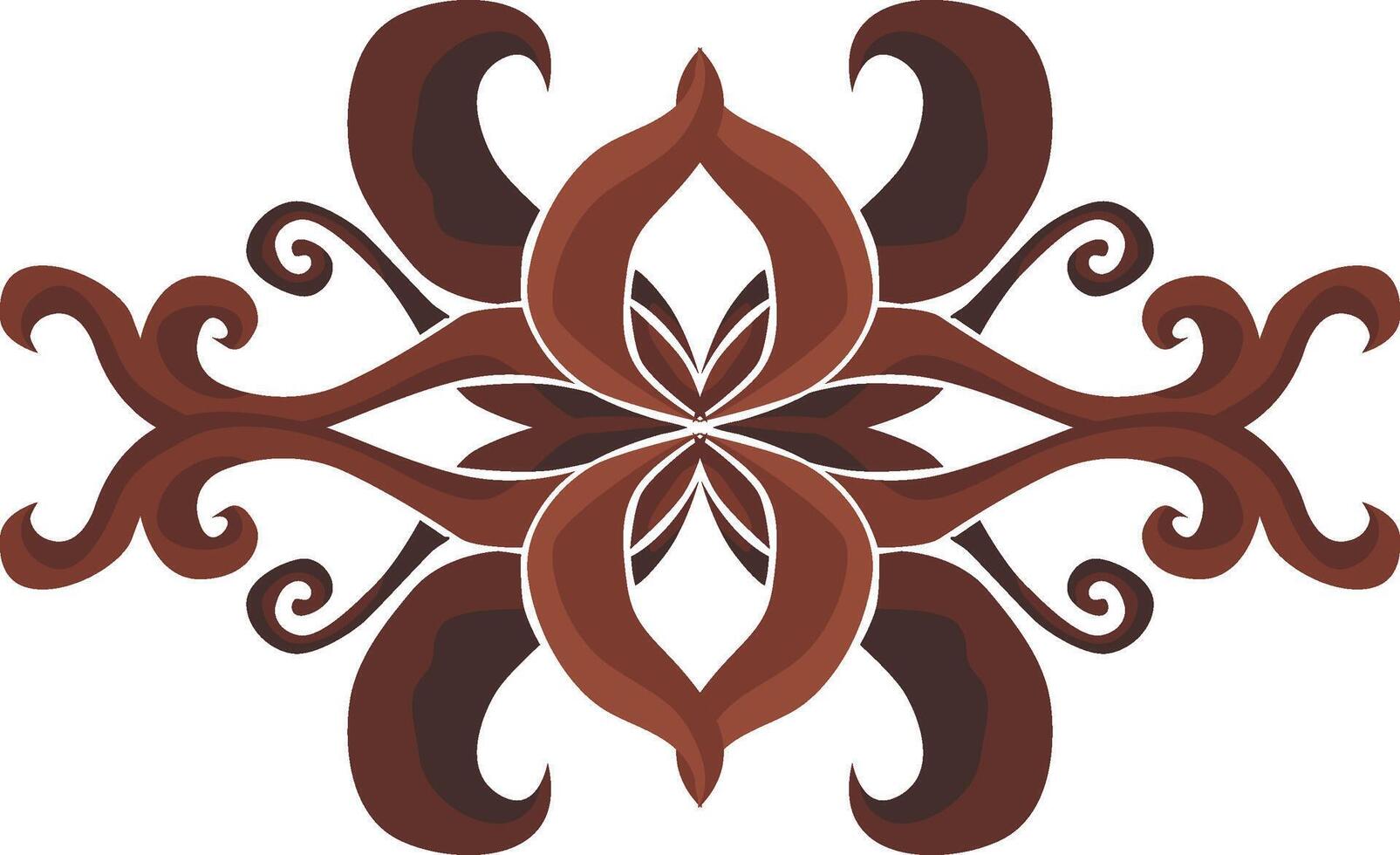 Stylish Swirl Floral Designs in Warm Brown Tones vector