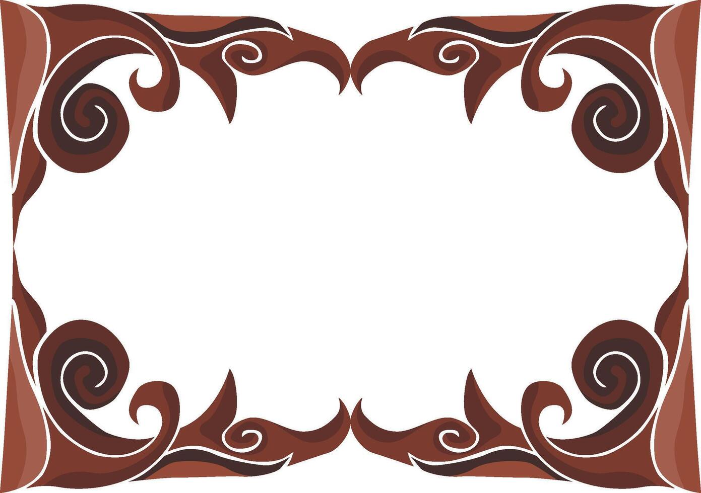 Decorative Swirl Floral Elements in Earthy Brown vector