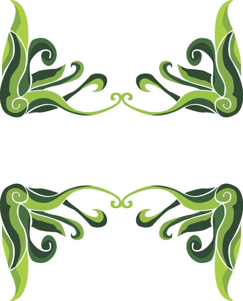 Green Beauty Swirl Floral Ornaments for Home And Events vector