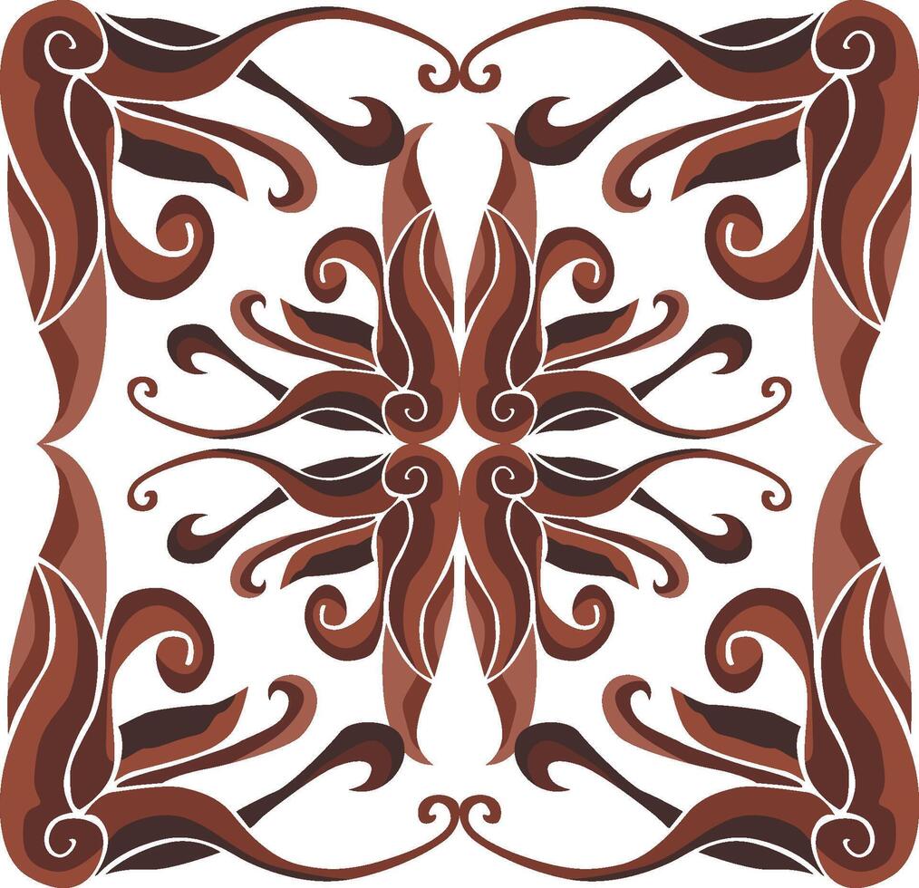 Elegant Swirl Flora Ornaments for Brown-Themed Decor vector
