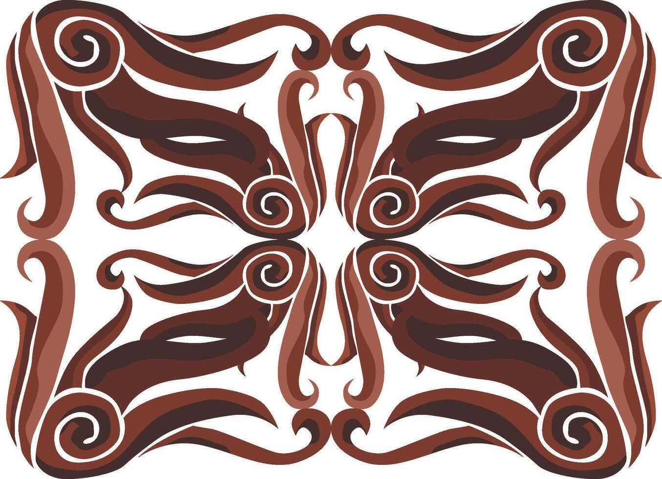 Decorative Swirl Patterns with Floral Accents in Brown vector