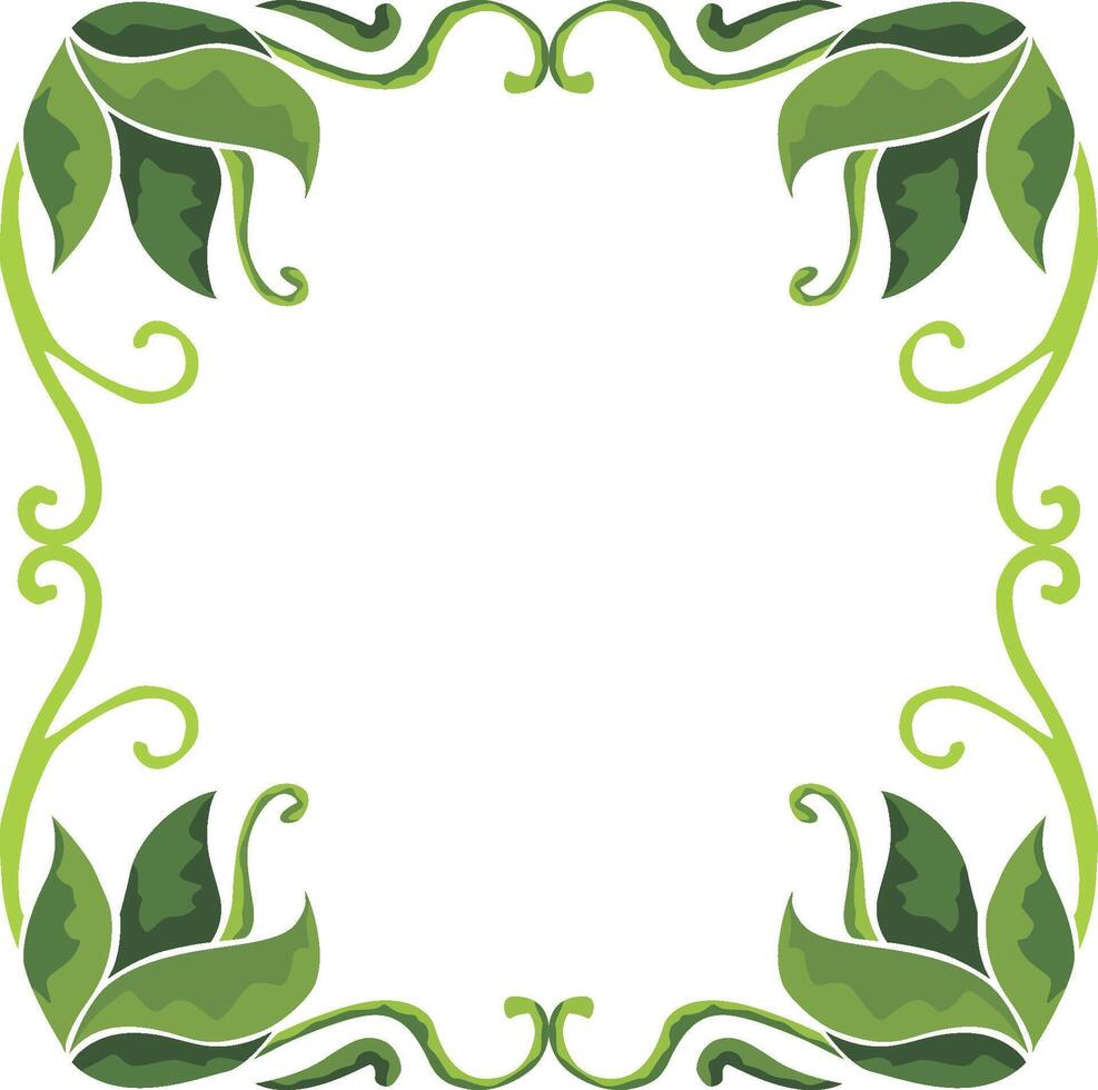 Floral-Inspired Green Borders for Artful Decor vector