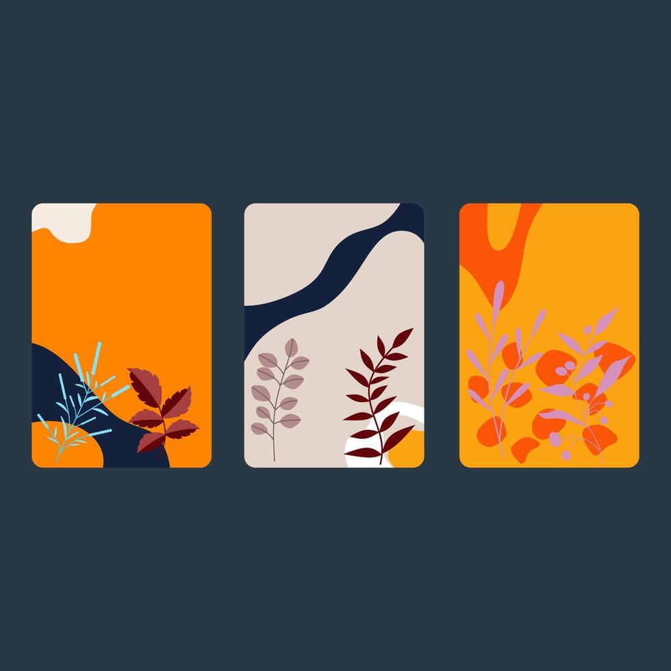 Set of autumn leaves abstract background, vector