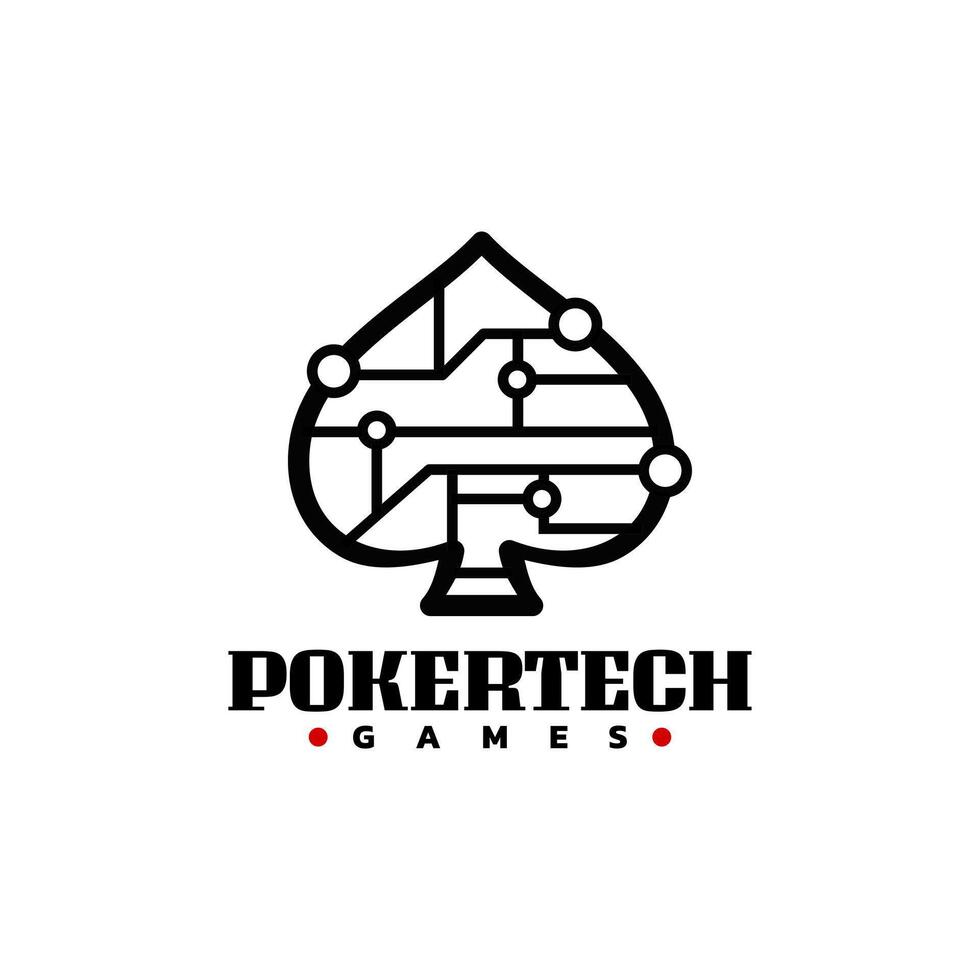 spade with technology theme logo icon. poker games logo template. card game logo icon. vector