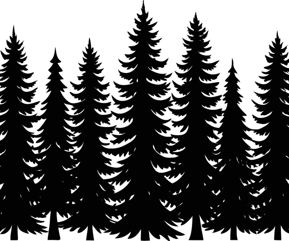 silhouette Fir trees vector