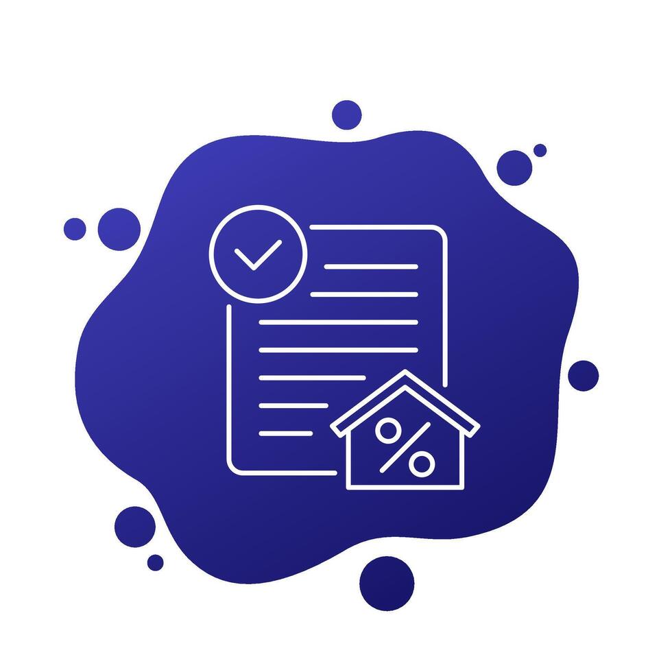 mortgage application icon, house loan approval line vector