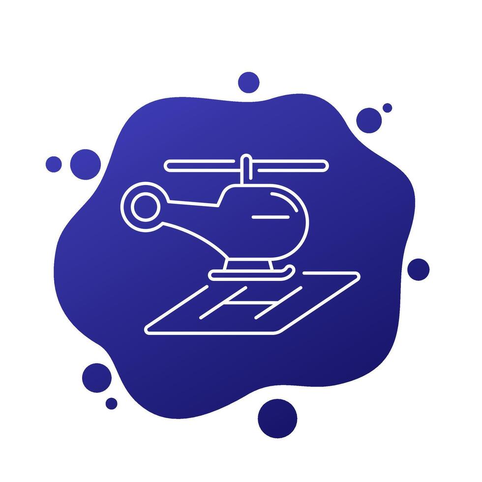 helipad and helicopter line icon vector