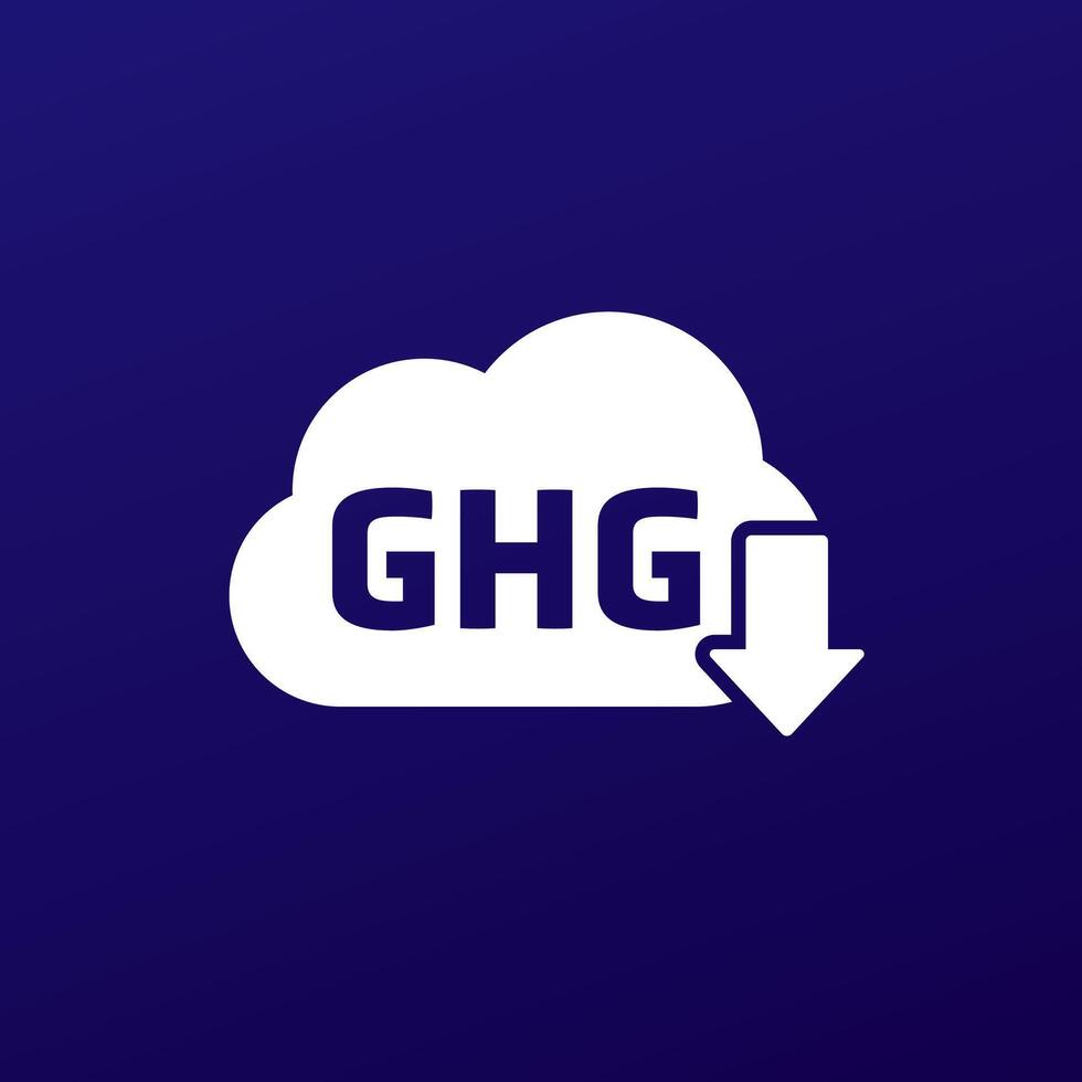 GHG reduction icon, reducing greenhouse gas vector