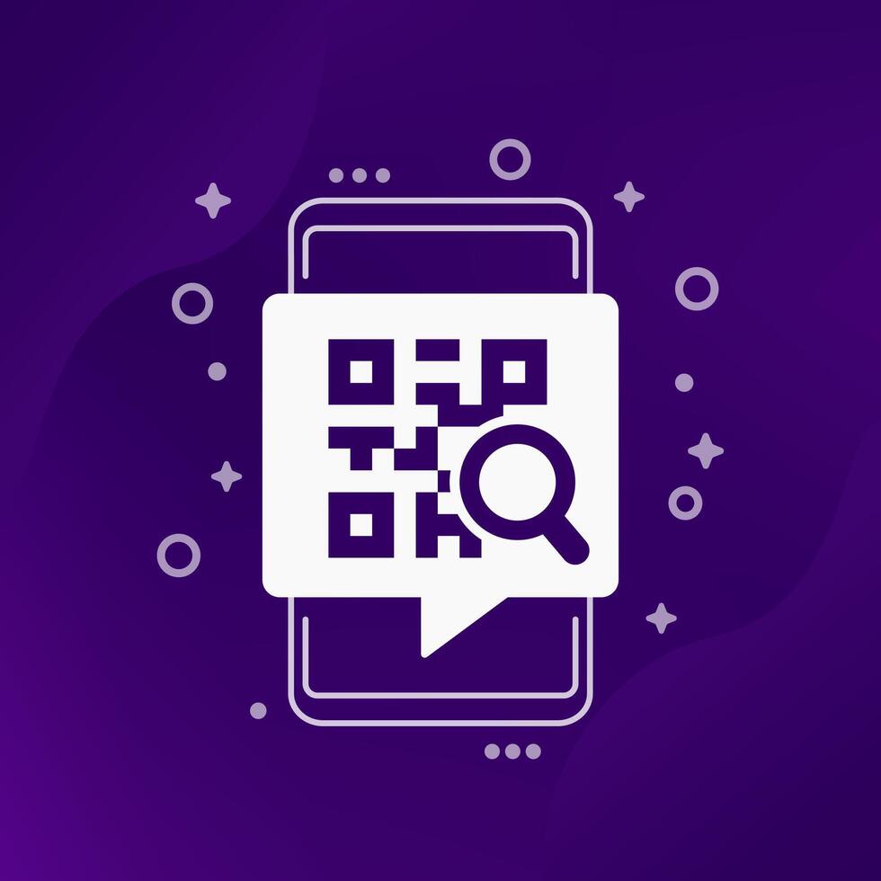 qr code search icon with a smart phone vector