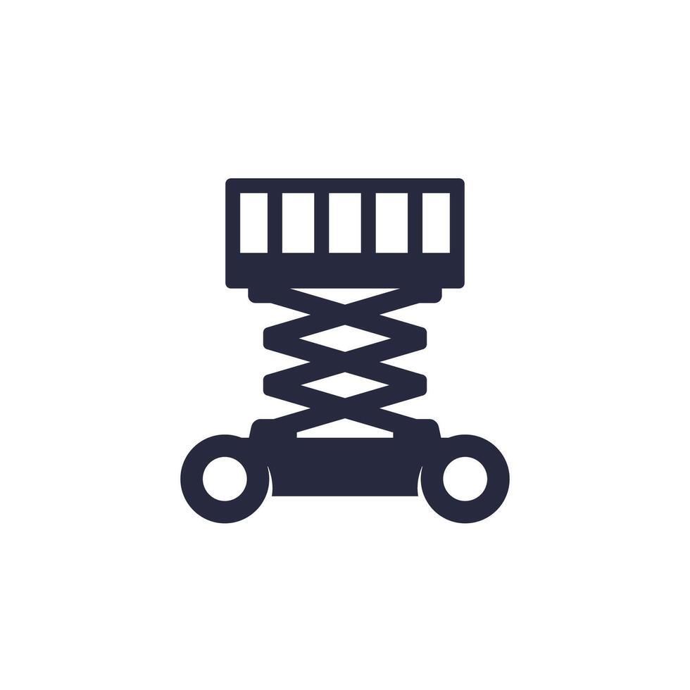 lifting platform icon, scissor lift pictogram on white vector