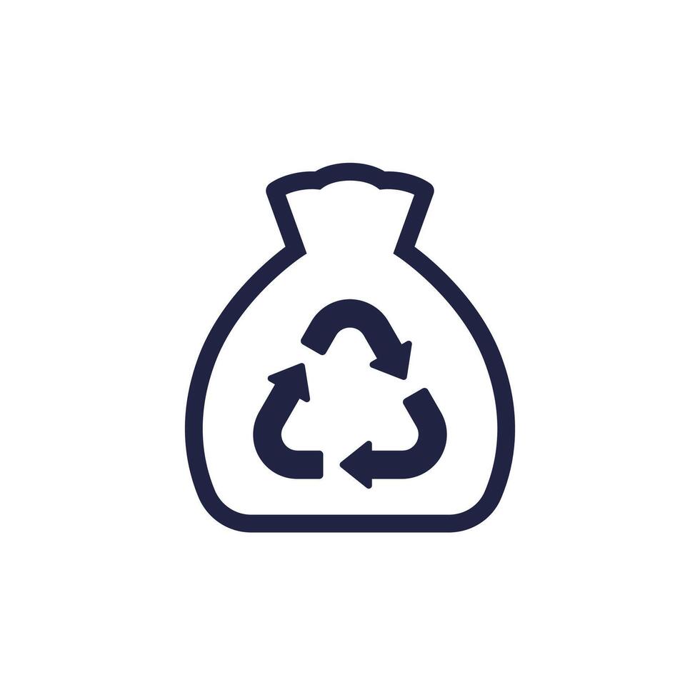Trash bag, garbage icon on white vector