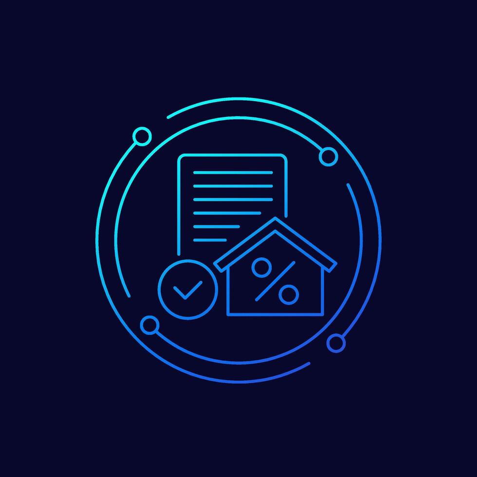 mortgage application icon, house loan linear design vector