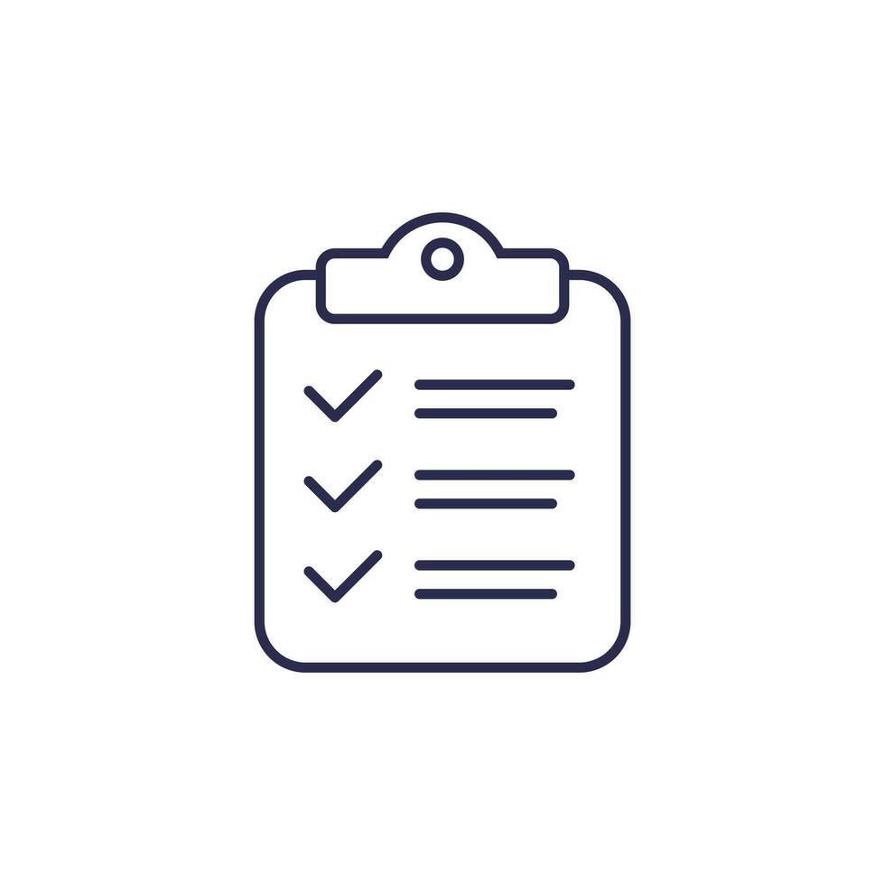clipboard line icon with a checklist vector