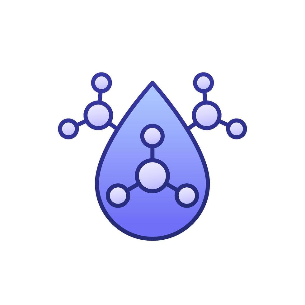 Acid drop and molecules icon with outline vector