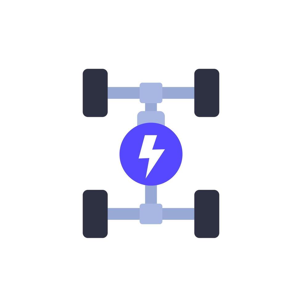 Electric car chassis icon, EV platform, flat vector