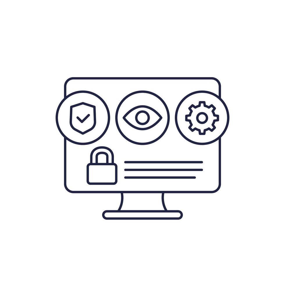 privacy and security line icon, vector