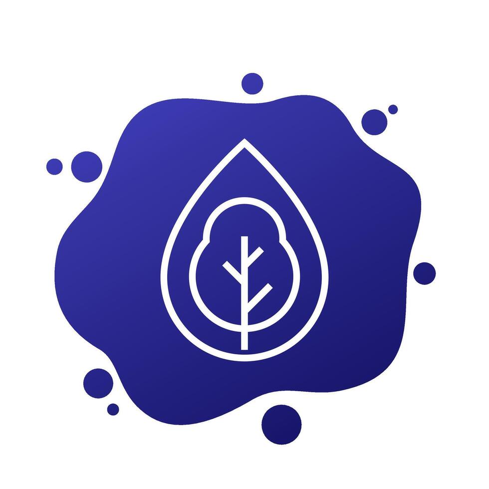 tree and water drop icon in line style vector