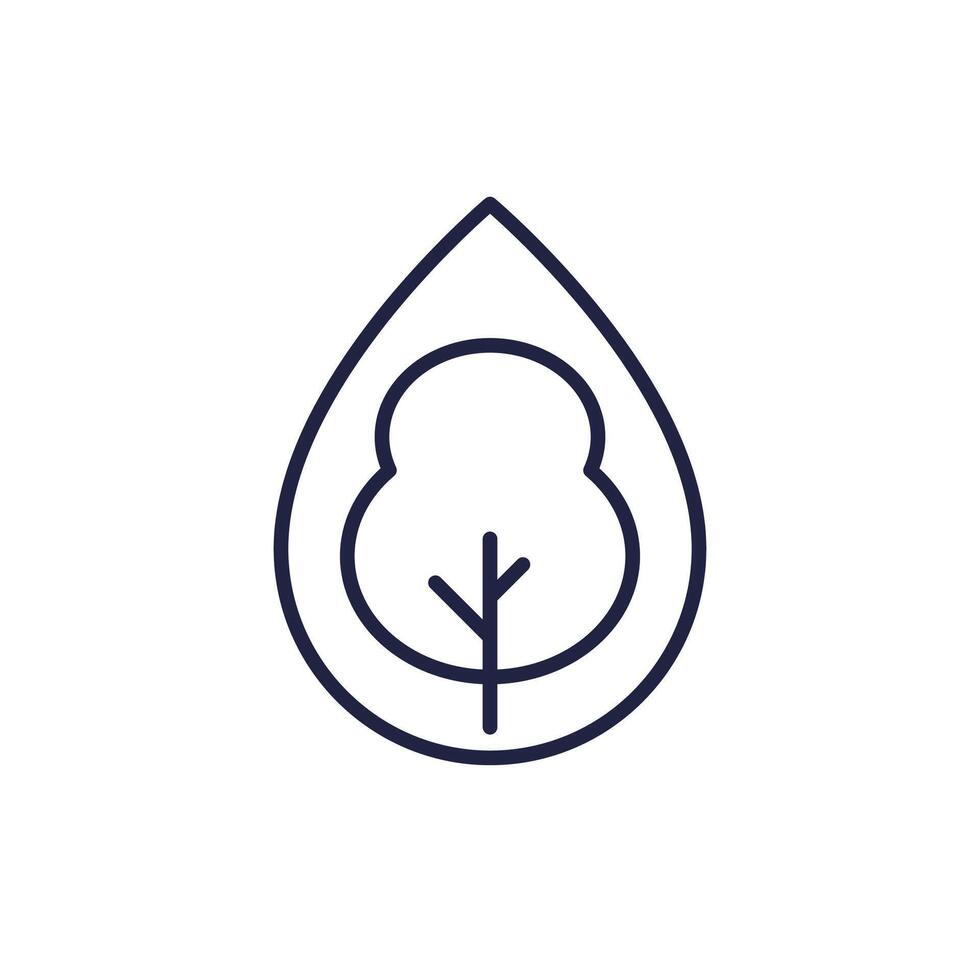 tree and water drop line icon vector