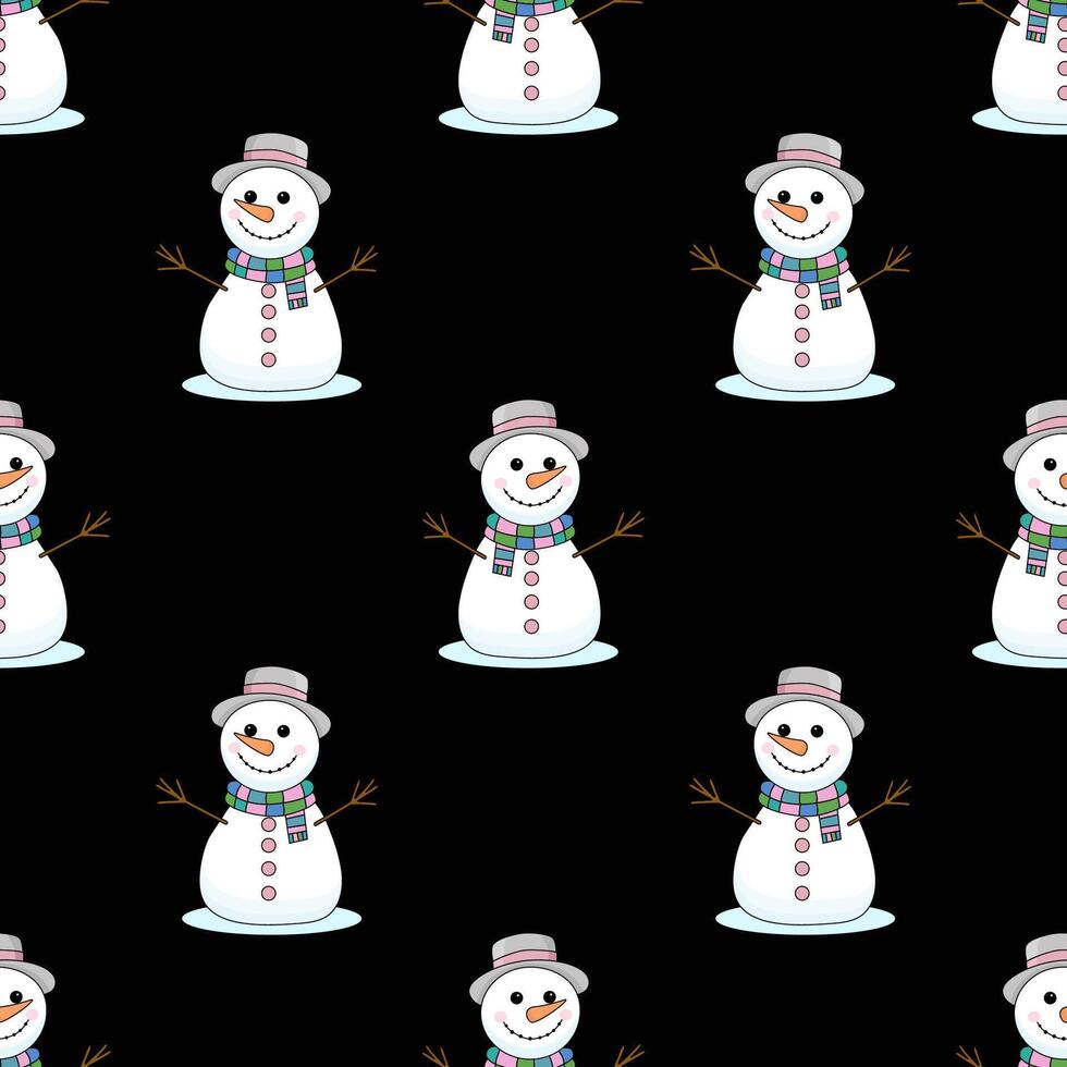 Seamless Christmas pattern with snowmen. Winter pattern for new year vector