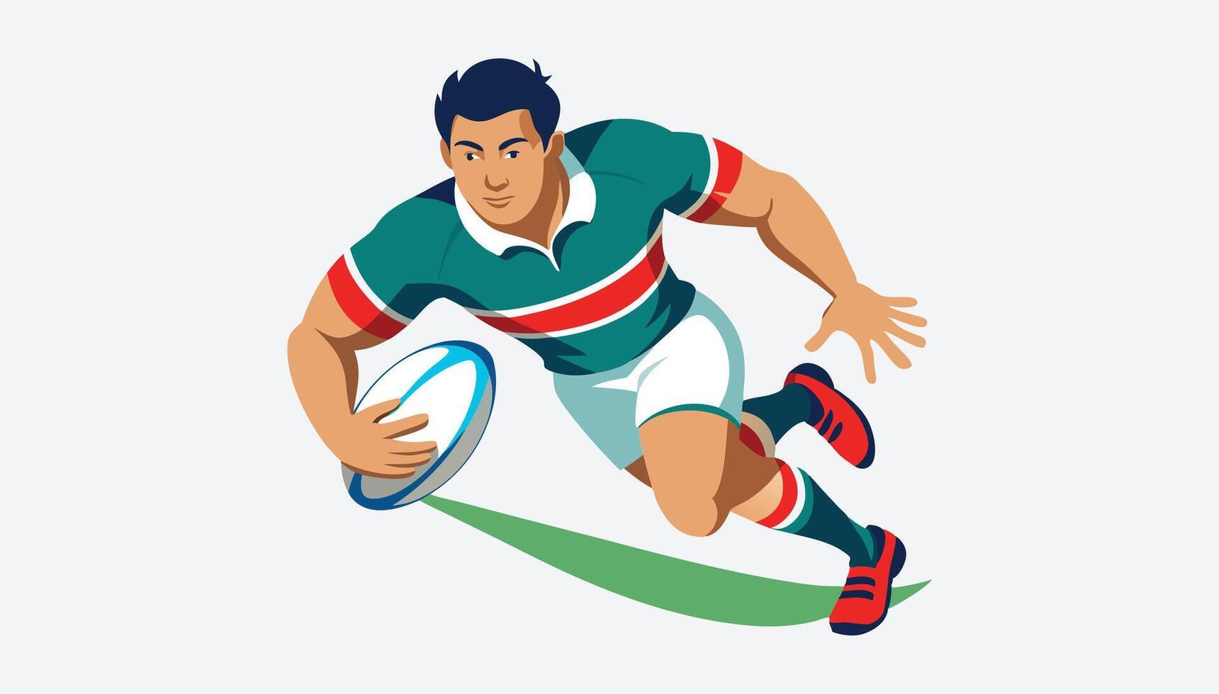 Dynamic Rugby Action Scene Art on White Background vector