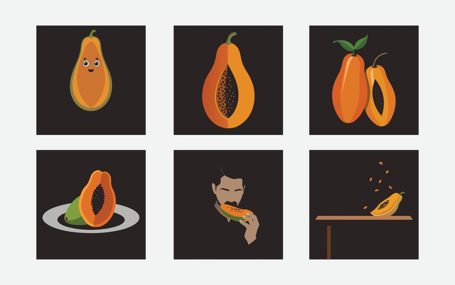Exquisite Papaya Illustrations for Creative Design Projects vector