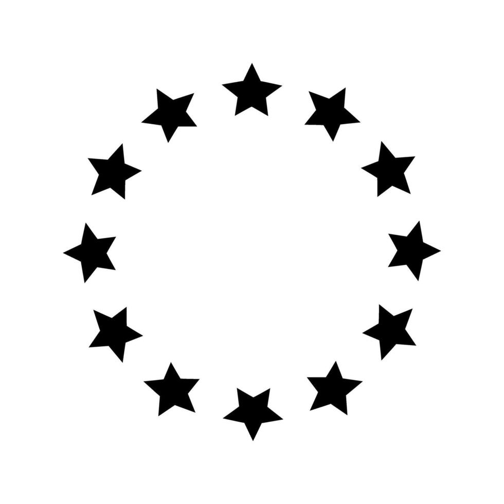 Round frame with stars arranged in a circle. Prize, success or award banner. Starry ring emblem with empty space isolated on white background. graphic illustration vector