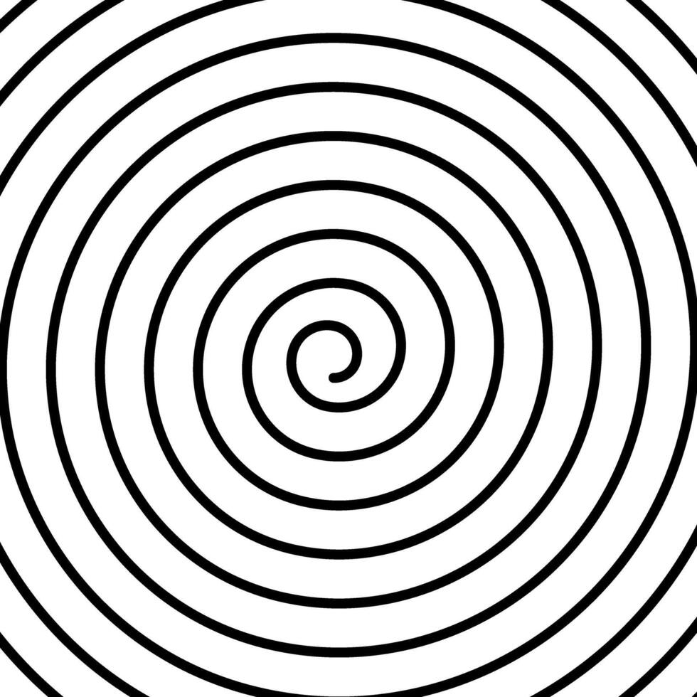 Thin spiral line background. Snail shell texture. Swirl, tornado or vortex pattern. Black and white wallpaper with hypnotic vertigo effect. Dynamic spin ornament. graphic illustration vector