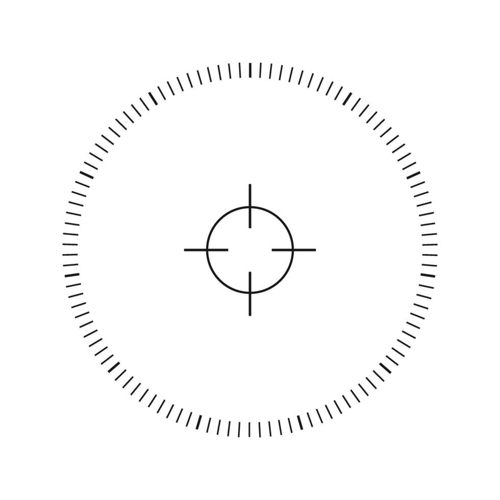 Viewfinder scale with target crosshair sign of sniper weapon, military optic, monocular, telescope. Focus, goal, shot, point of view graph isolated on white background vector