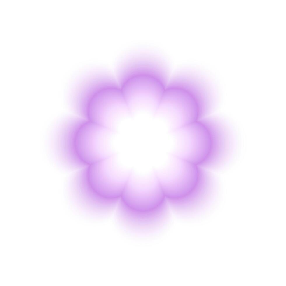 Purple flower shape in soft holographic blurry style. Trendy y2k sticker with gradient aura effect isolated on white background. illustration vector