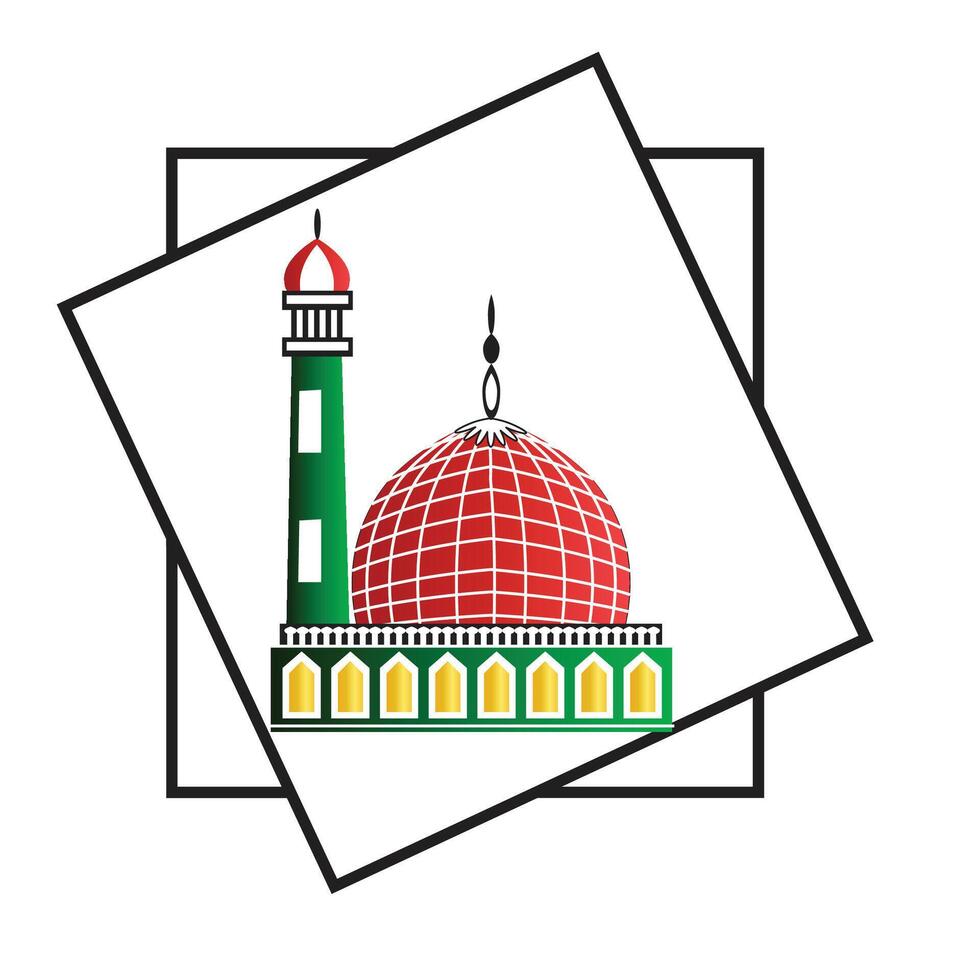 Mosque miner red green illustration vector