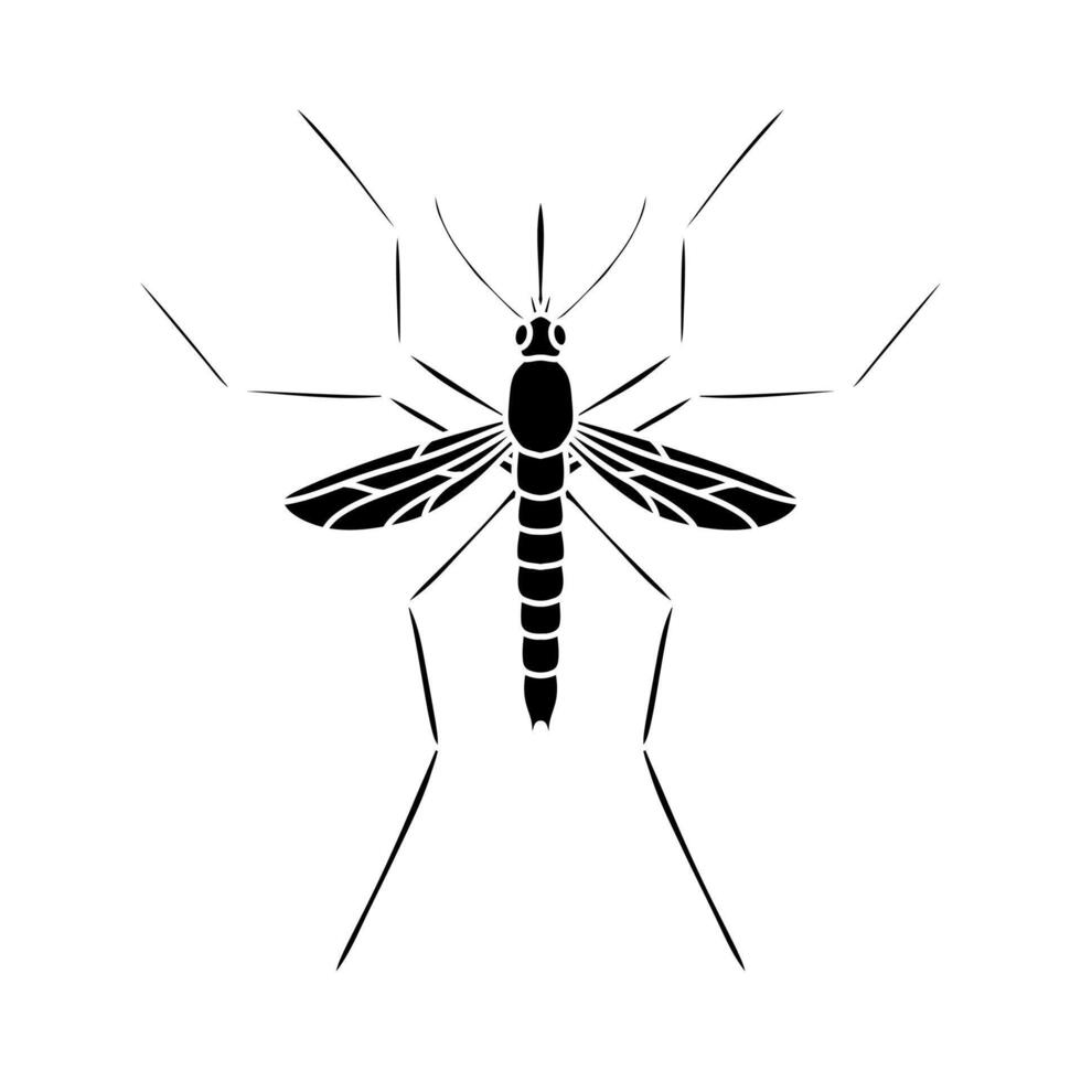 Mosquito in cartoon, doodle style . vector
