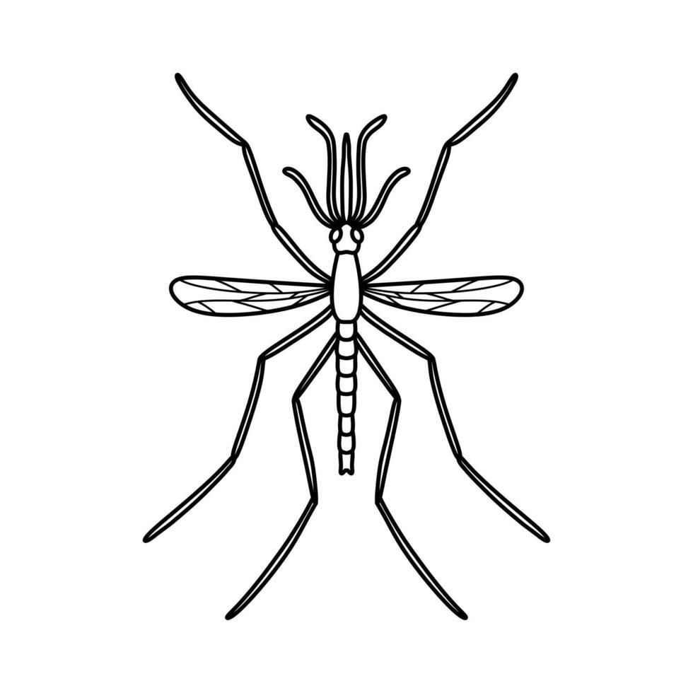 Mosquito Silhouette isolated on white background. Minimalist mosquito illustration vector