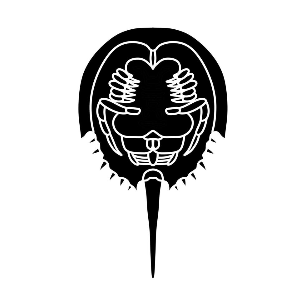 black and white horseshoe crab illustration. Antique animal illustration vector