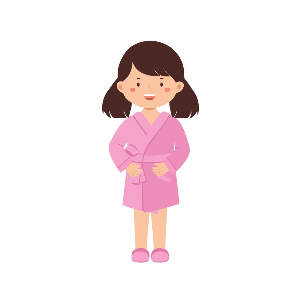 Illustration of Smiling Girl in Pink Robe vector