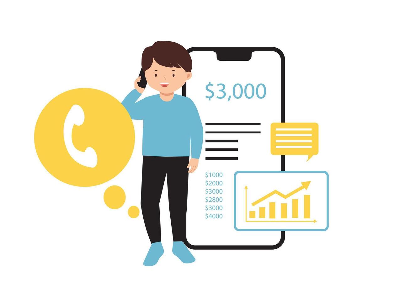 Businessman on Call with Financial Data vector