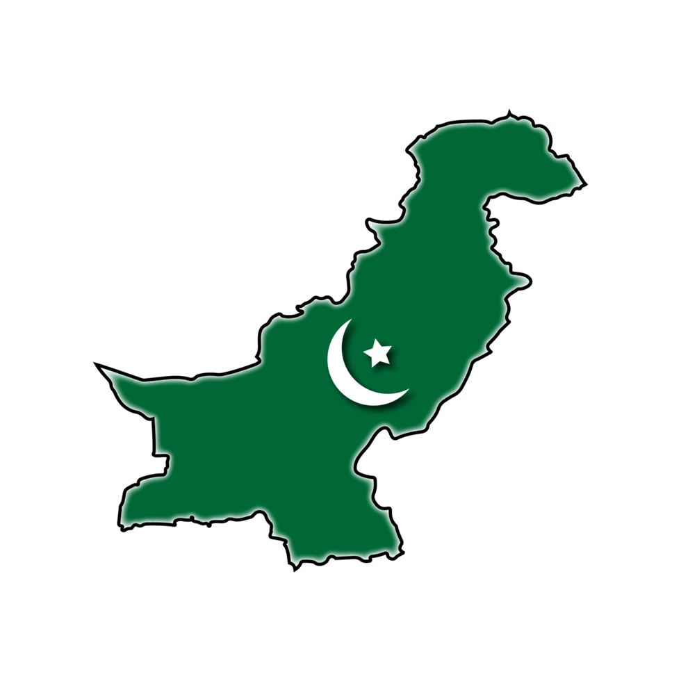 pakistan map with flag colour on transparent background png