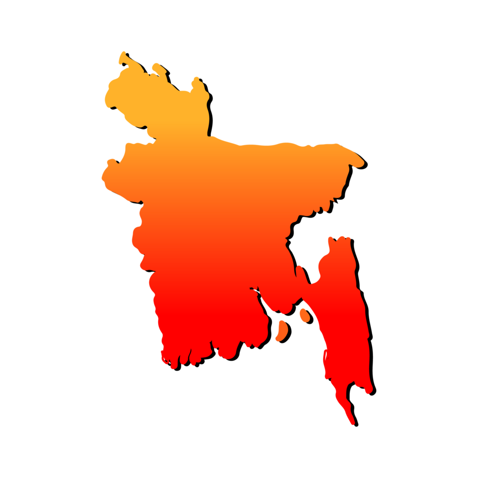 Bangladesh red colour map on transparent background. png