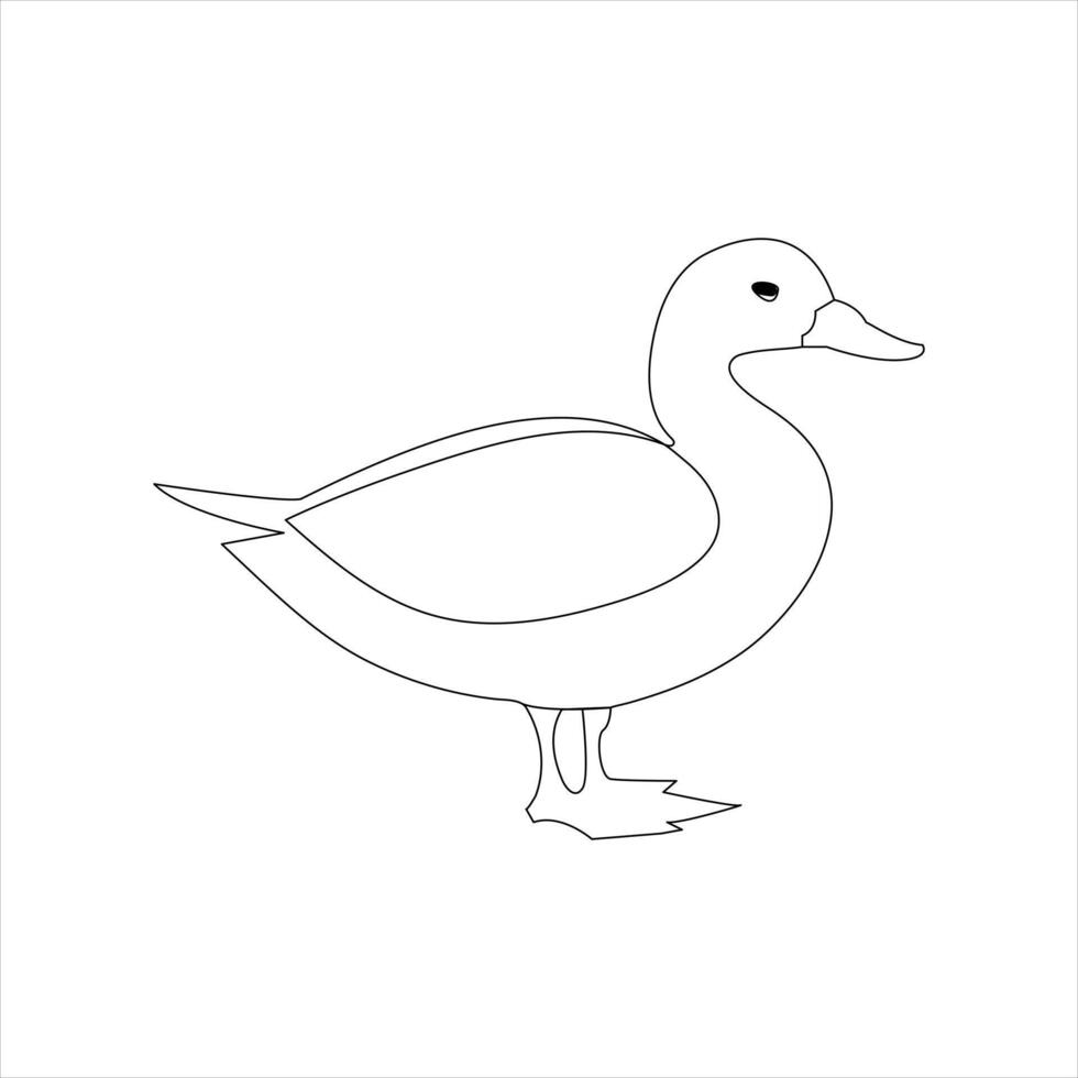Continuous one line Duck drawing of minimalist outline design illustration vector