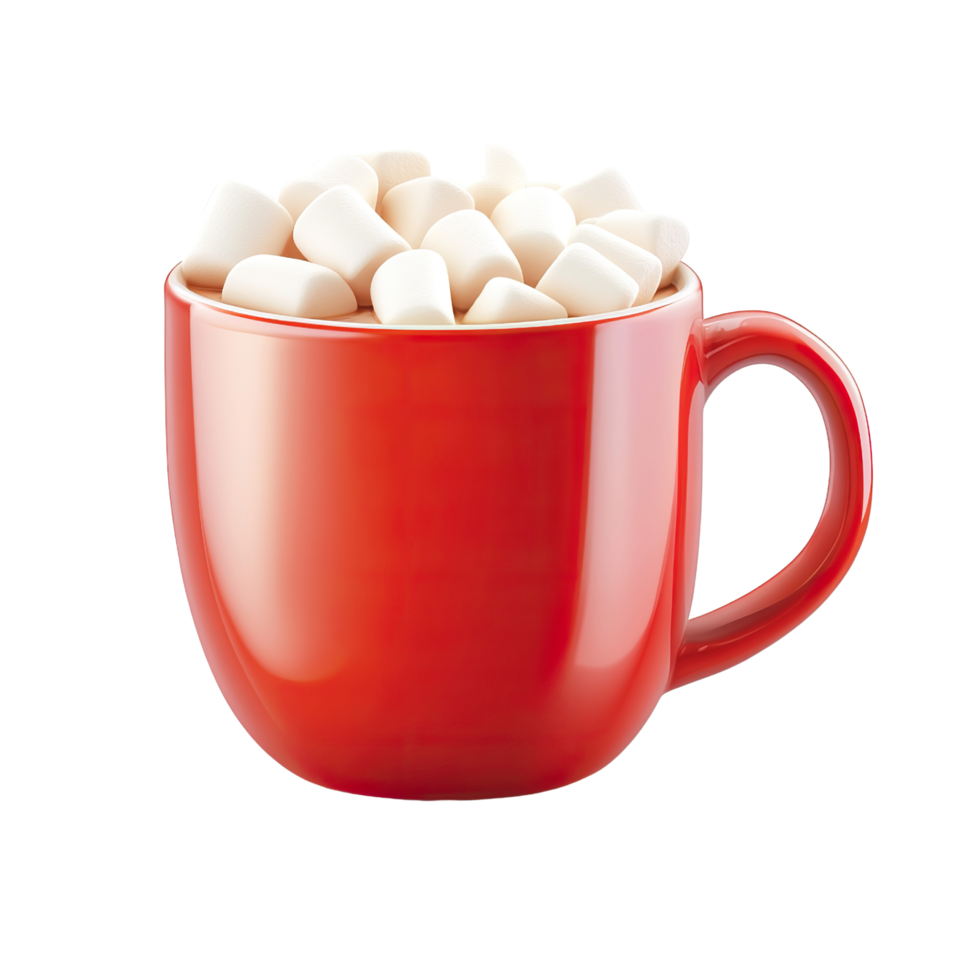 Cup of cocoa with marshmallows on transparent background. png