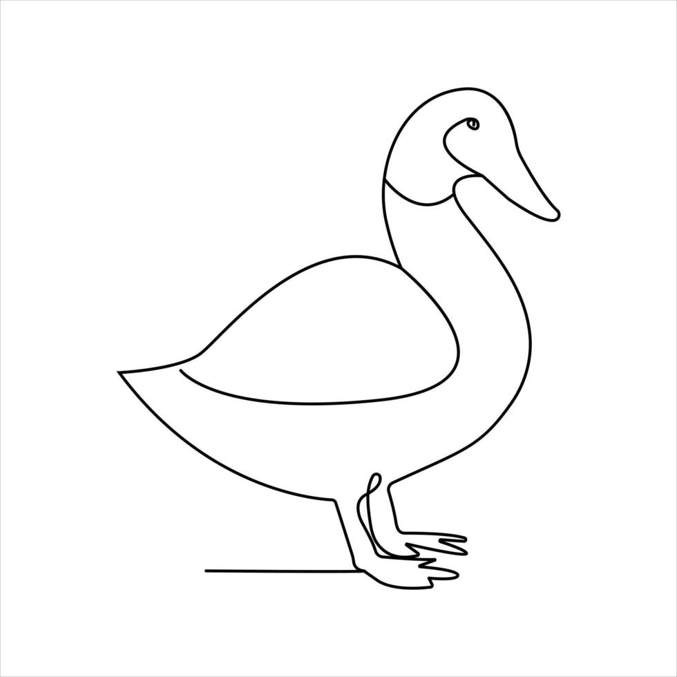 Duck continuous single line art drawing of concept doodle style outline illustration vector