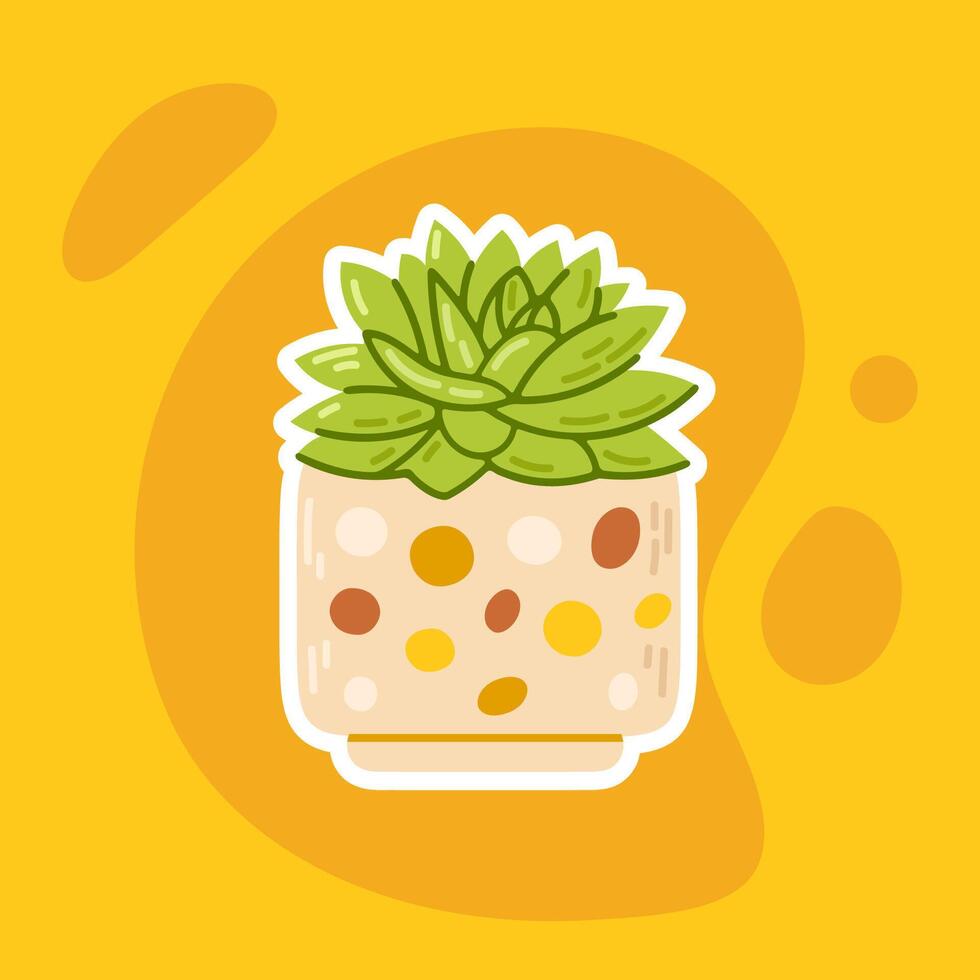A cute and trendy succulent plant in a stylish yellow ceramic pot. Ideal for eco-friendly and home decor themes vector