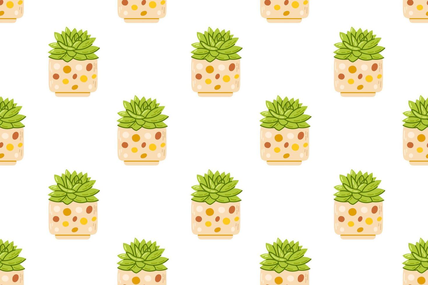 A seamless pattern featuring trendy succulents in yellow pots. Perfect for design projects and home decor. vector