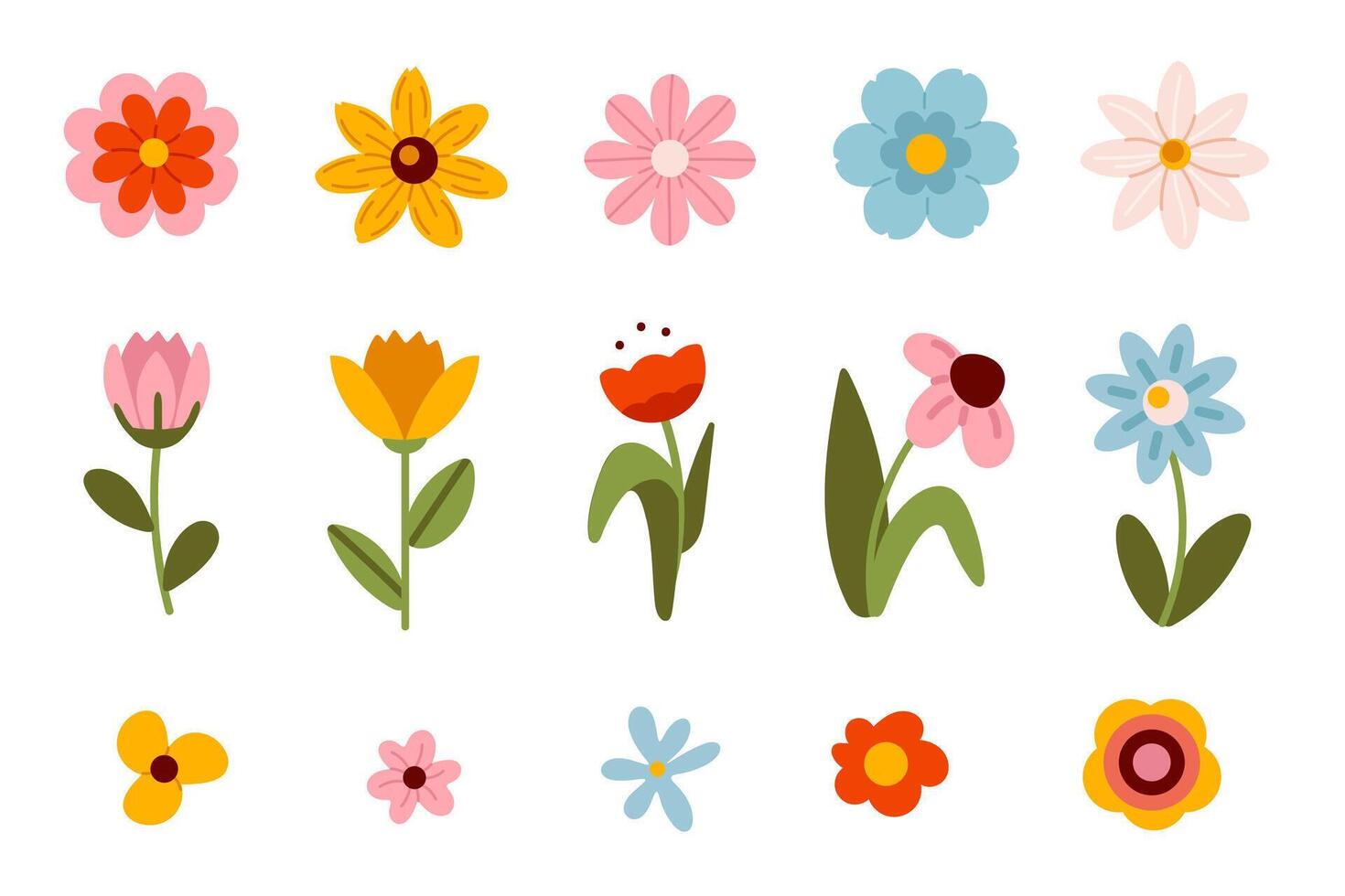 Various Flower element set. Flat illustration of flower icons isolated on white background vector