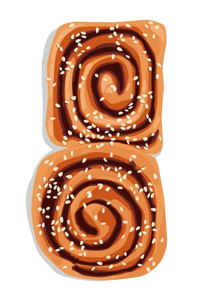 Texture of delicious cinnamon roll cake and sesame seed vector