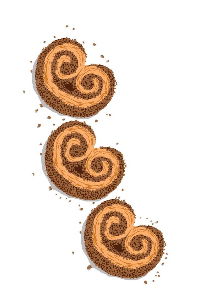 Delicious palmier cake with crumbs.bake Food cookies vector