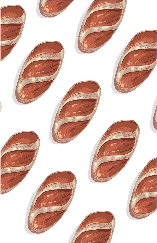A attern of delicious bakery sourdough baguette on white background. Food for breakfast vector
