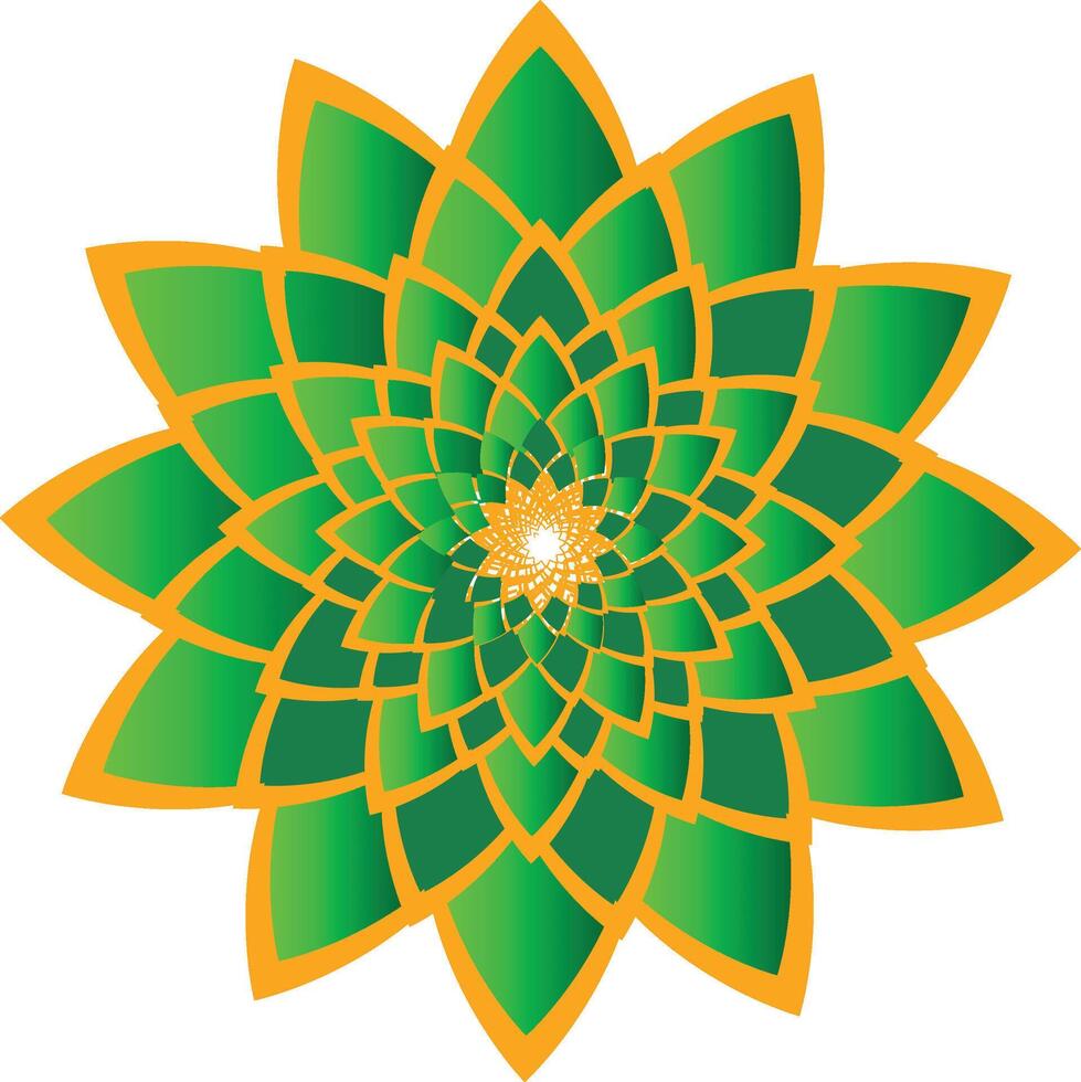 Vibrant Green and Yellow Mandala colors, isolated on white background. vector