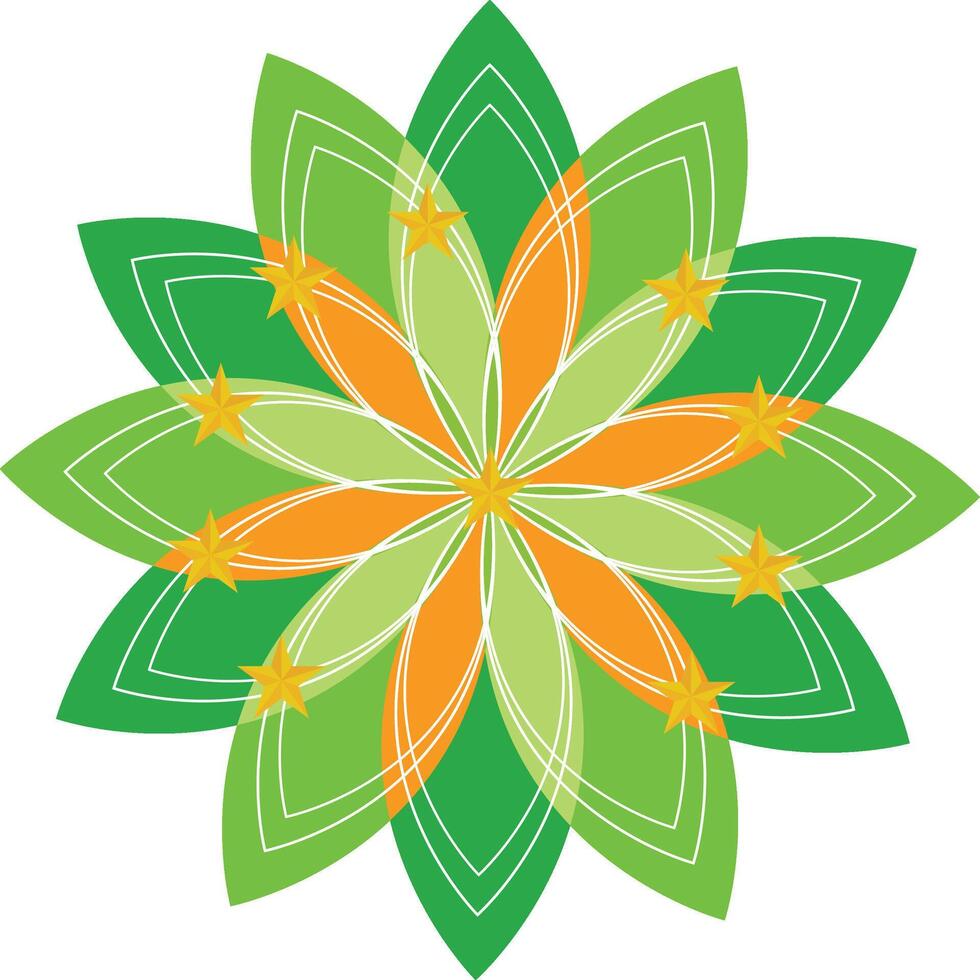 Green and Yellow Mandala colors, isolated on white background. vector