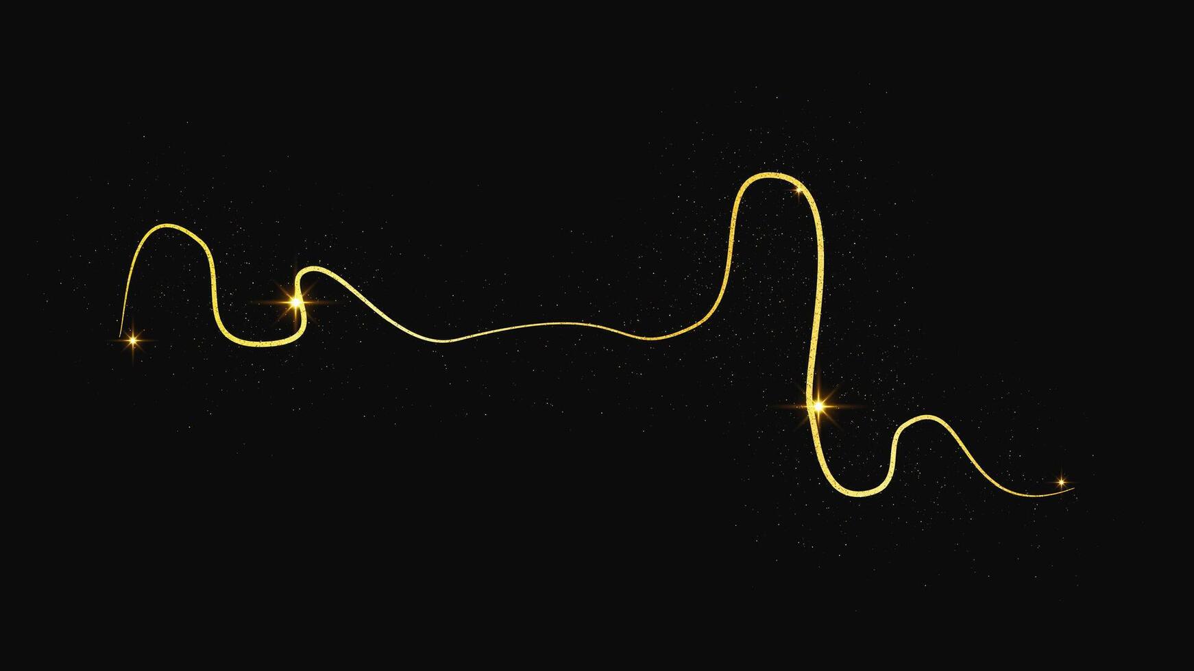 Gold confetti wave and stardust. Golden magical sparkles on dark background. illustration vector